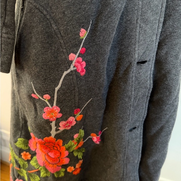 Johnny Was Gray Floral Embroidered Coat - Picture 7 of 8